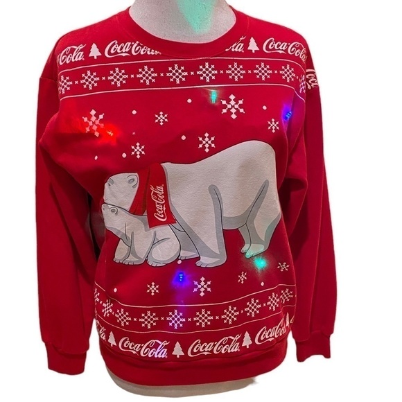 Coca-Cola Polar Bear Crew Neck Light Up Festive Sweatshirt Size XS. 2022 - Picture 1 of 16